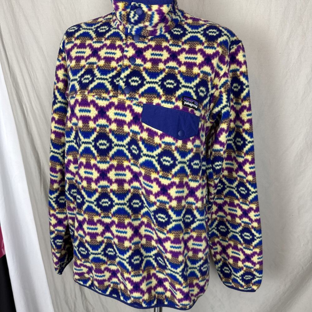 Patagonia Synchilla Womens MEDIUM Aberdeen Butterfly Aztec Snap Pullover Jacket - Picture 2 of 15